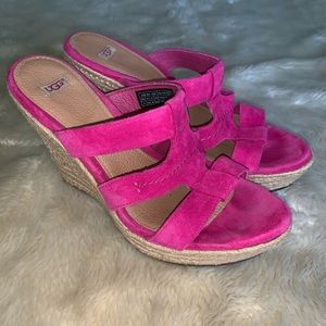 UGG pink espadrille heeled sandals